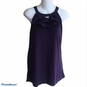 The Limited Mixed Media Purple Ruffle Tank Too Blouse Sleeveless Medium